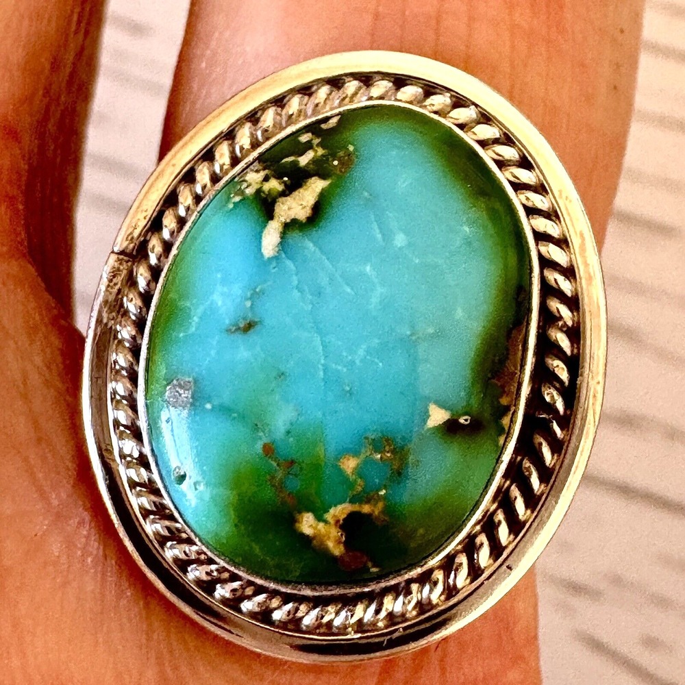Natural‎ Sonoran Gold Navajo Turquoise Ring Sz 7 Sterling Benally Handmade USA